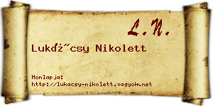 Lukácsy Nikolett névjegykártya